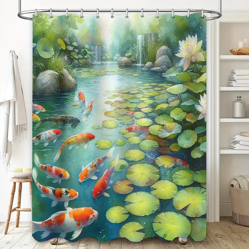 Aquarium Fish Koi - Rideau de douche aux poissons vibrants,