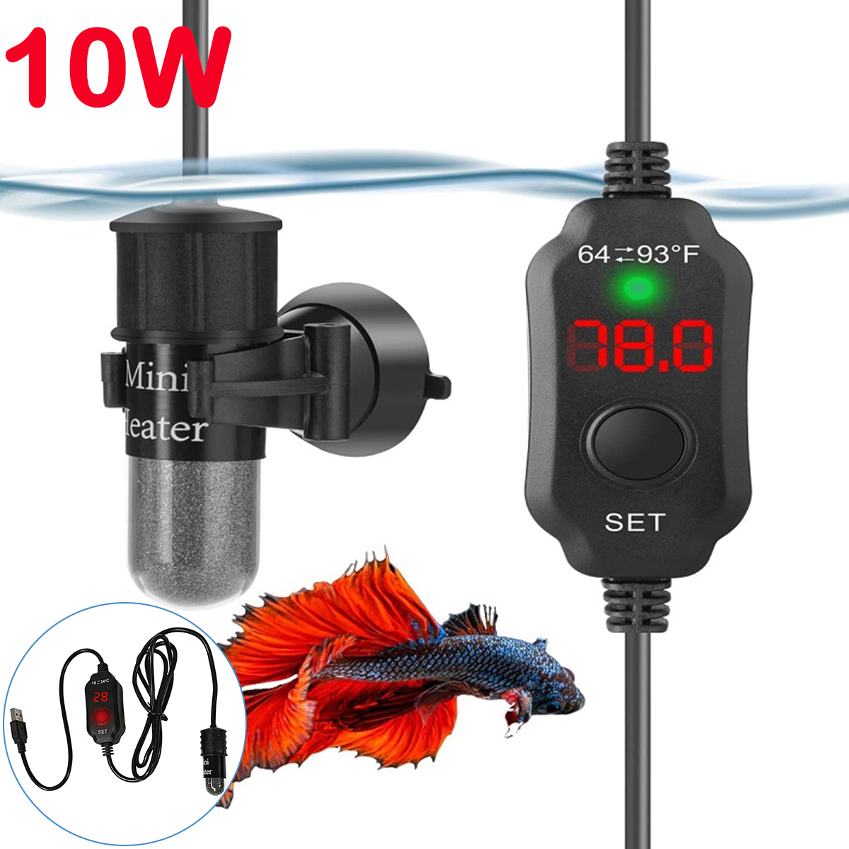 Aquarium Fish Cold Water - Tige chauffante réglable pour aquarium 10